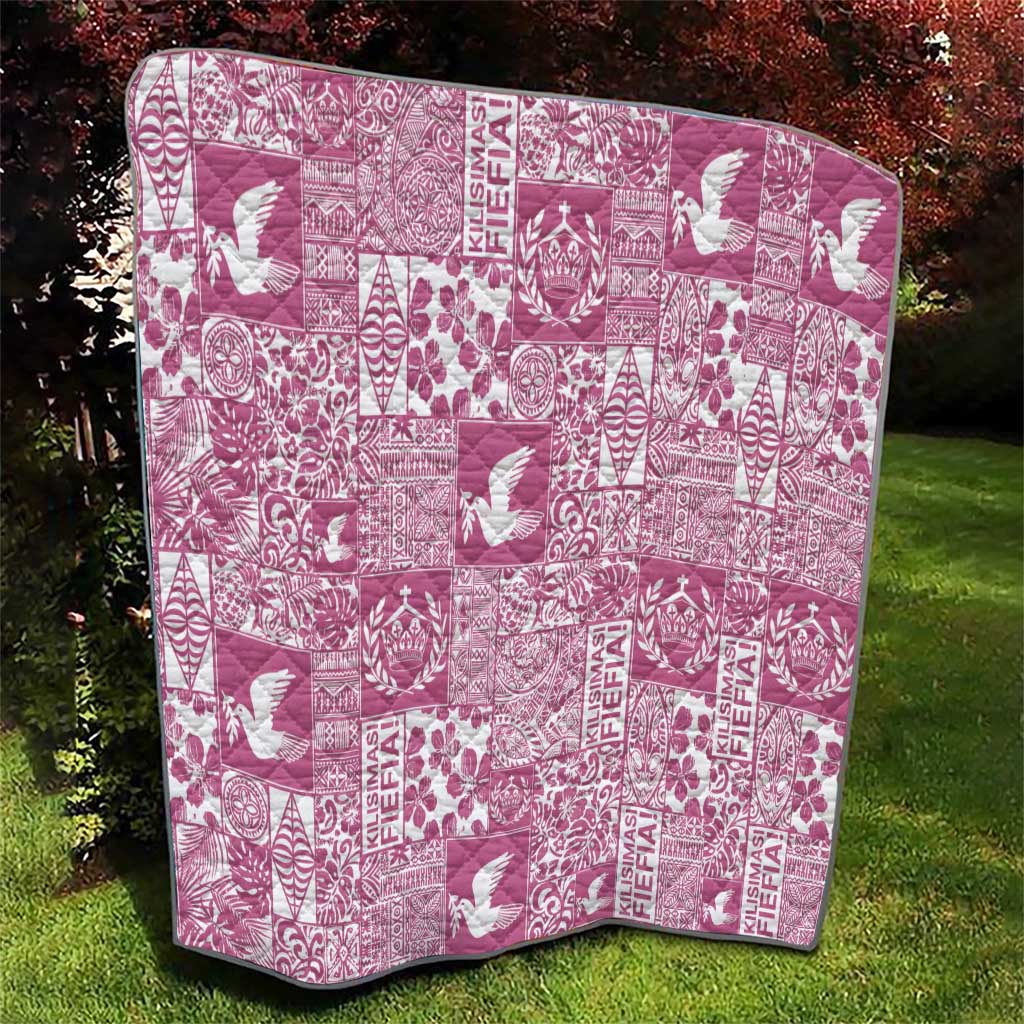 Pink Tonga Kilisimasi Fiefia Quilt Pacific Patchwork Xmas Vibes - Polynesian Pride