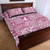 Pink Tonga Kilisimasi Fiefia Quilt Bed Set Pacific Patchwork Xmas Vibes - Polynesian Pride