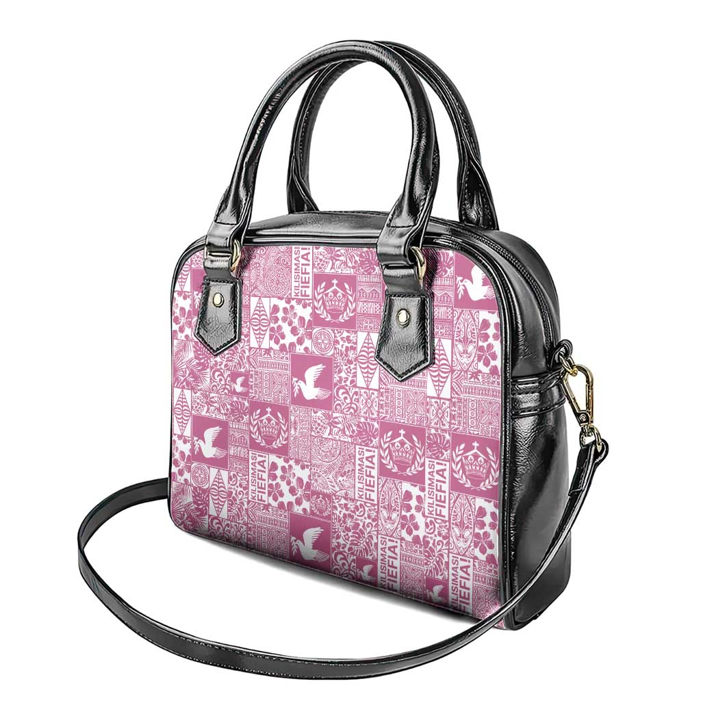 Pink Tonga Kilisimasi Fiefia Shoulder Handbag Pacific Patchwork Xmas Vibes - Polynesian Pride