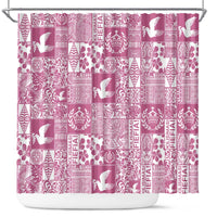 Pink Tonga Kilisimasi Fiefia Shower Curtain Pacific Patchwork Xmas Vibes - Polynesian Pride