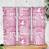 Pink Tonga Kilisimasi Fiefia Skinny Tumbler Pacific Patchwork Xmas Vibes - Polynesian Pride