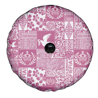 Pink Tonga Kilisimasi Fiefia Spare Tire Cover Pacific Patchwork Xmas Vibes - Polynesian Pride