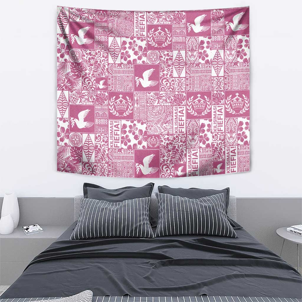 Pink Tonga Kilisimasi Fiefia Tapestry Pacific Patchwork Xmas Vibes - Polynesian Pride