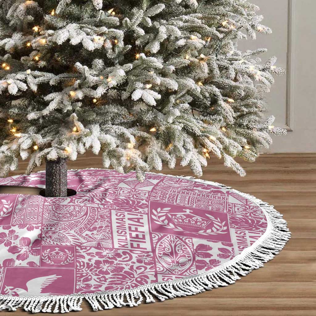Pink Tonga Kilisimasi Fiefia Tree Skirt Pacific Patchwork Xmas Vibes - Polynesian Pride