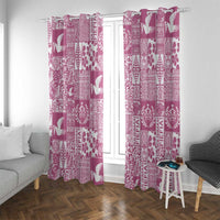 Pink Tonga Kilisimasi Fiefia Window Curtain Pacific Patchwork Xmas Vibes - Polynesian Pride