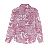 Pink Tonga Kilisimasi Fiefia Women Casual Shirt Pacific Patchwork Xmas Vibes - Polynesian Pride