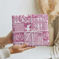Pink Tonga Kilisimasi Fiefia Wrapping Paper Pacific Patchwork Xmas Vibes - Polynesian Pride