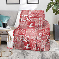Red Tonga Kilisimasi Fiefia Blanket Pacific Patchwork Xmas Vibes - Polynesian Pride