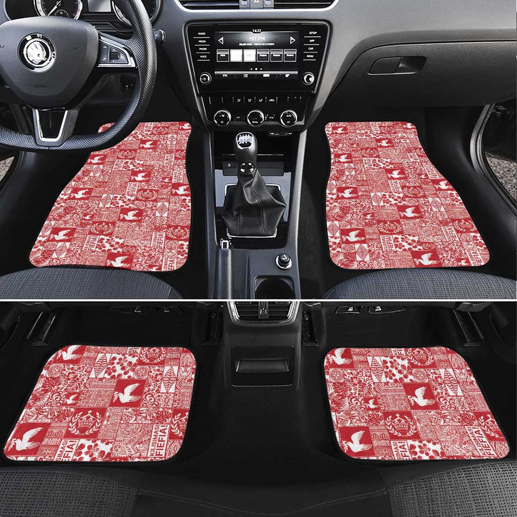 Red Tonga Kilisimasi Fiefia Car Mats Pacific Patchwork Xmas Vibes - Polynesian Pride
