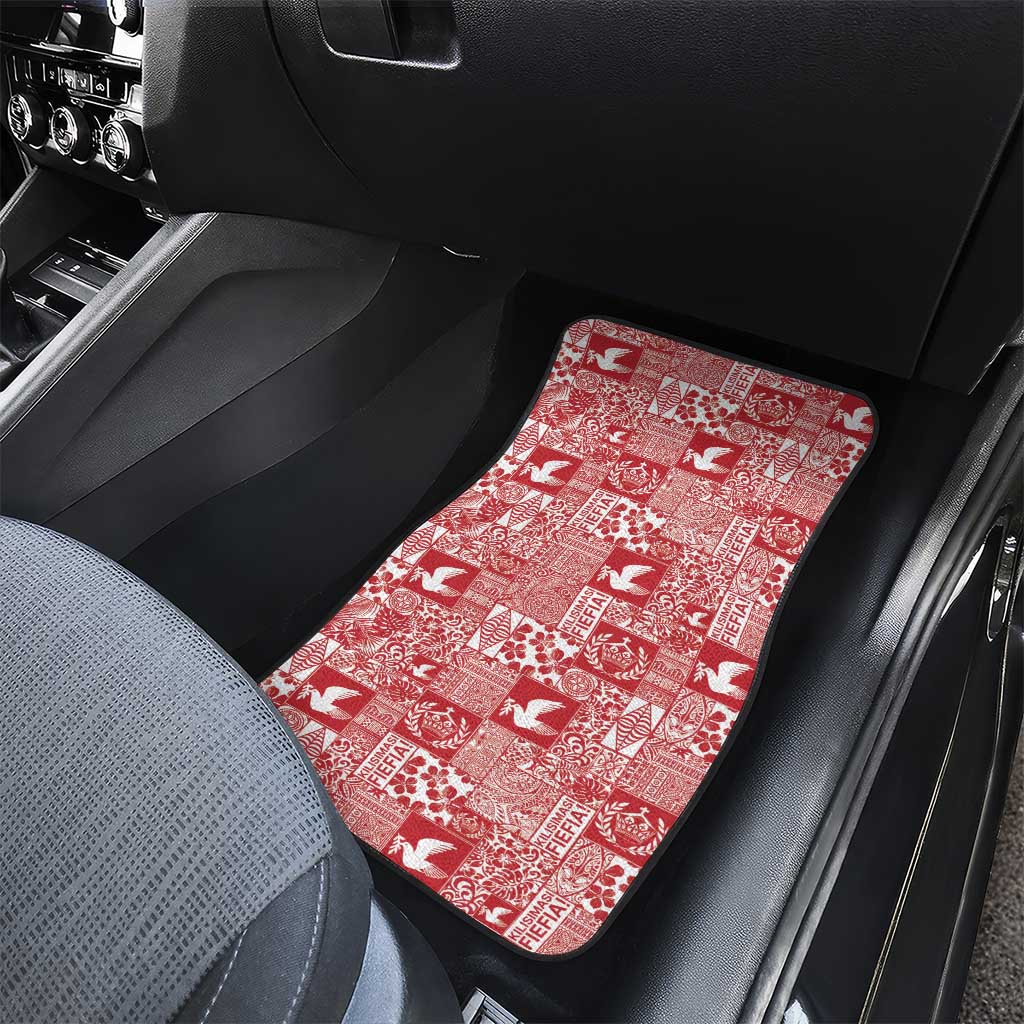 Red Tonga Kilisimasi Fiefia Car Mats Pacific Patchwork Xmas Vibes - Polynesian Pride