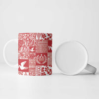 Red Tonga Kilisimasi Fiefia Ceramic Mug Pacific Patchwork Xmas Vibes - Polynesian Pride