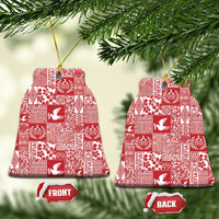 Red Tonga Kilisimasi Fiefia Ceramic Ornament Pacific Patchwork Xmas Vibes - Polynesian Pride