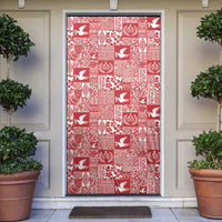 Red Tonga Kilisimasi Fiefia Door Cover Pacific Patchwork Xmas Vibes - Polynesian Pride