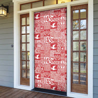 Red Tonga Kilisimasi Fiefia Door Cover Pacific Patchwork Xmas Vibes - Polynesian Pride