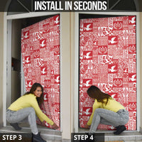 Red Tonga Kilisimasi Fiefia Door Cover Pacific Patchwork Xmas Vibes - Polynesian Pride