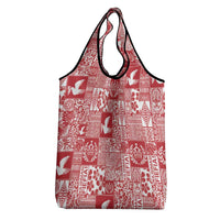 Red Tonga Kilisimasi Fiefia Grocery Bag Pacific Patchwork Xmas Vibes - Polynesian Pride