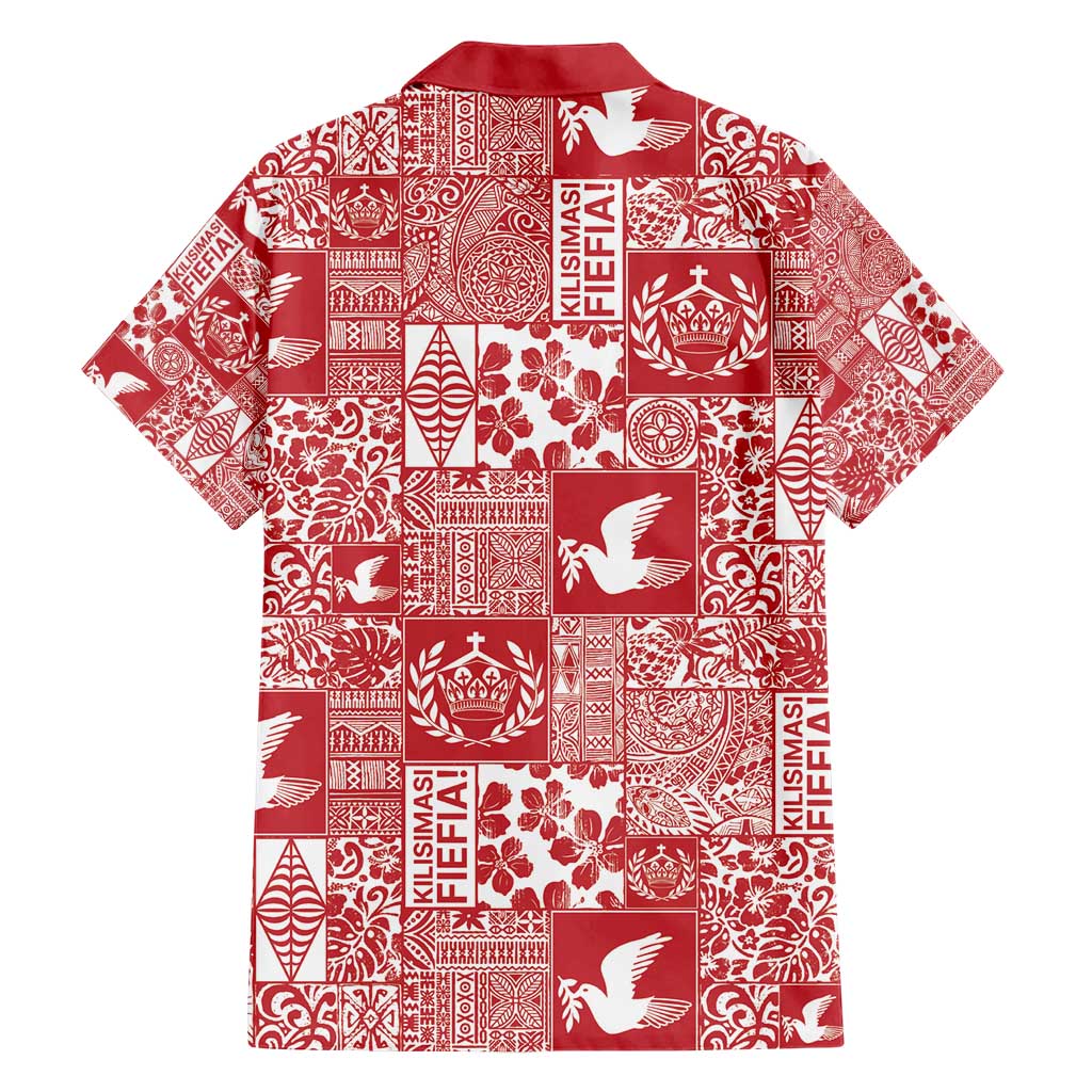 Red Tonga Kilisimasi Fiefia Hawaiian Shirt Pacific Patchwork Xmas Vibes - Polynesian Pride