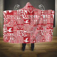 Red Tonga Kilisimasi Fiefia Hooded Blanket Pacific Patchwork Xmas Vibes - Polynesian Pride