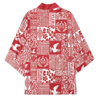 Red Tonga Kilisimasi Fiefia Kimono Pacific Patchwork Xmas Vibes - Polynesian Pride