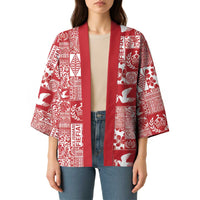 Red Tonga Kilisimasi Fiefia Kimono Pacific Patchwork Xmas Vibes - Polynesian Pride