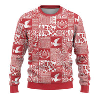 Red Tonga Kilisimasi Fiefia Ugly Christmas Sweater Pacific Patchwork Xmas Vibes - Polynesian Pride