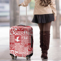 Red Tonga Kilisimasi Fiefia Luggage Cover Pacific Patchwork Xmas Vibes - Polynesian Pride
