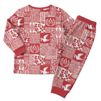 Red Tonga Kilisimasi Fiefia Christmas Pajama Set Pacific Patchwork Xmas Vibes - Polynesian Pride