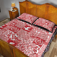 Red Tonga Kilisimasi Fiefia Quilt Bed Set Pacific Patchwork Xmas Vibes - Polynesian Pride