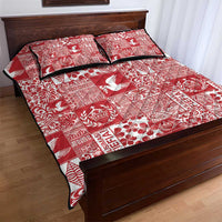 Red Tonga Kilisimasi Fiefia Quilt Bed Set Pacific Patchwork Xmas Vibes - Polynesian Pride