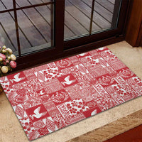 Red Tonga Kilisimasi Fiefia Rubber Doormat Pacific Patchwork Xmas Vibes - Polynesian Pride