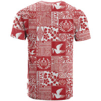 Red Tonga Kilisimasi Fiefia T Shirt Pacific Patchwork Xmas Vibes - Polynesian Pride