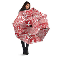 Red Tonga Kilisimasi Fiefia Umbrella Pacific Patchwork Xmas Vibes - Polynesian Pride