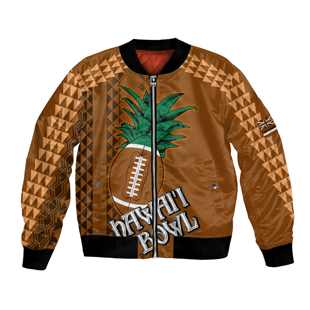 Custom Hawaii Honolulu Bowl Bomber Jacket With Kakau Tribal Pattern LT9 Unisex Brown - Polynesian Pride