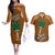 Custom Hawaii Honolulu Bowl Couples Matching Off The Shoulder Long Sleeve Dress and Hawaiian Shirt With Kakau Tribal Pattern LT9 Brown - Polynesian Pride