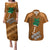 Custom Hawaii Honolulu Bowl Couples Matching Puletasi Dress and Hawaiian Shirt With Kakau Tribal Pattern LT9 Brown - Polynesian Pride