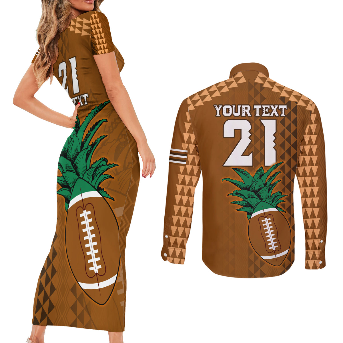 Custom Hawaii Honolulu Bowl Couples Matching Short Sleeve Bodycon Dress and Long Sleeve Button Shirt With Kakau Tribal Pattern LT9 - Polynesian Pride