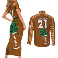 Custom Hawaii Honolulu Bowl Couples Matching Short Sleeve Bodycon Dress and Long Sleeve Button Shirt With Kakau Tribal Pattern LT9 - Polynesian Pride