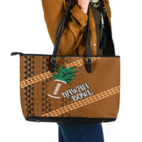 Custom Hawaii Honolulu Bowl Leather Tote Bag With Kakau Tribal Pattern LT9 - Polynesian Pride