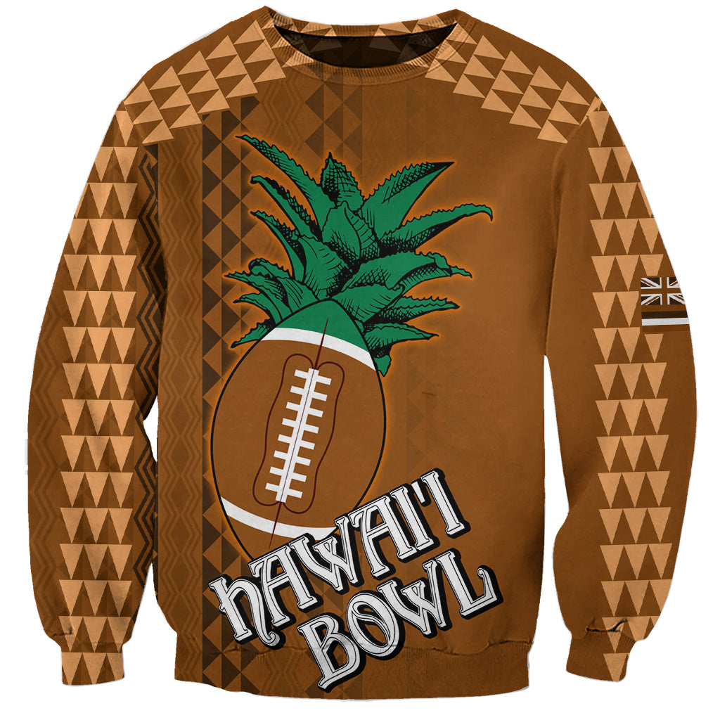 Custom Hawaii Honolulu Bowl Sweatshirt With Kakau Tribal Pattern LT9 Unisex Brown - Polynesian Pride