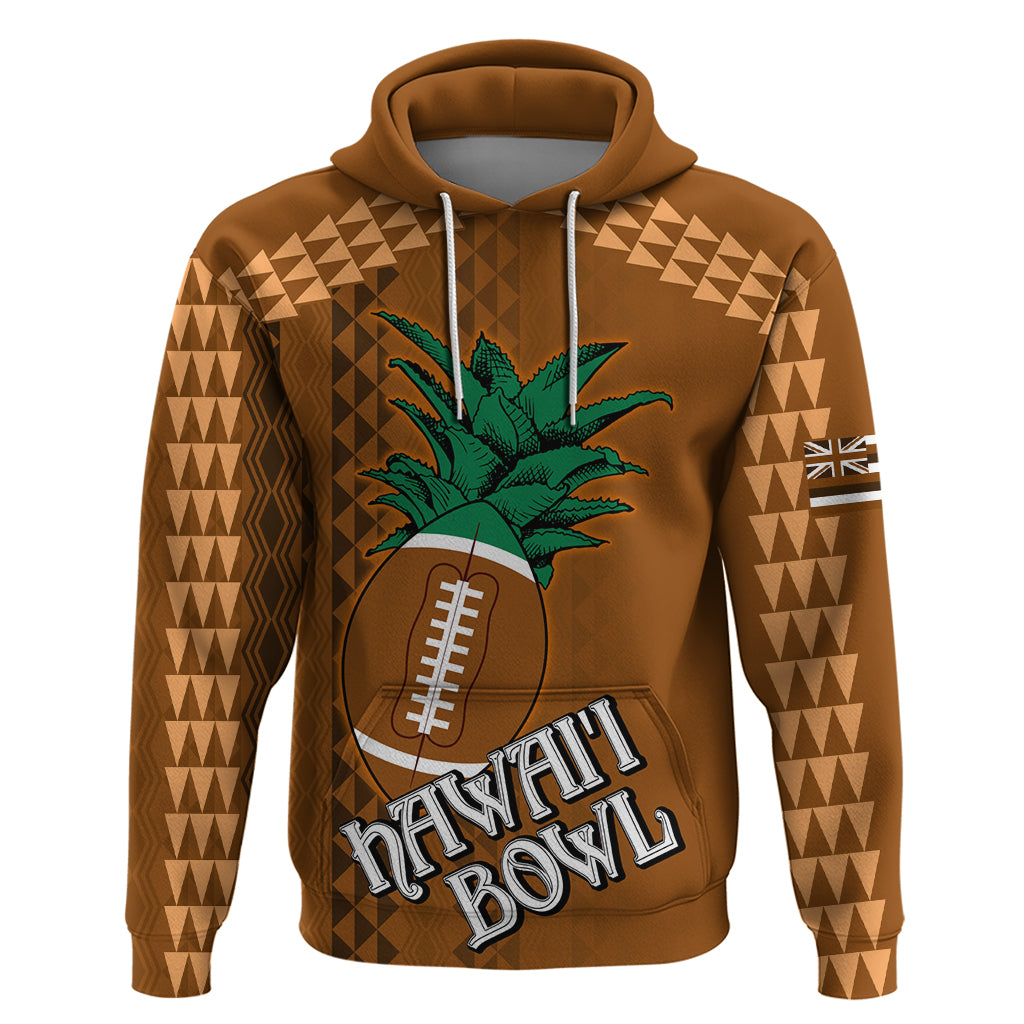 Custom Hawaii Honolulu Bowl Zip Hoodie With Kakau Tribal Pattern LT9 Pullover Hoodie Brown - Polynesian Pride