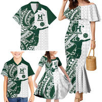 Polynesian Hawaii Volleyball Custom Family Matching Mermaid Dress and Hawaiian Shirt Kakau with Sport Style