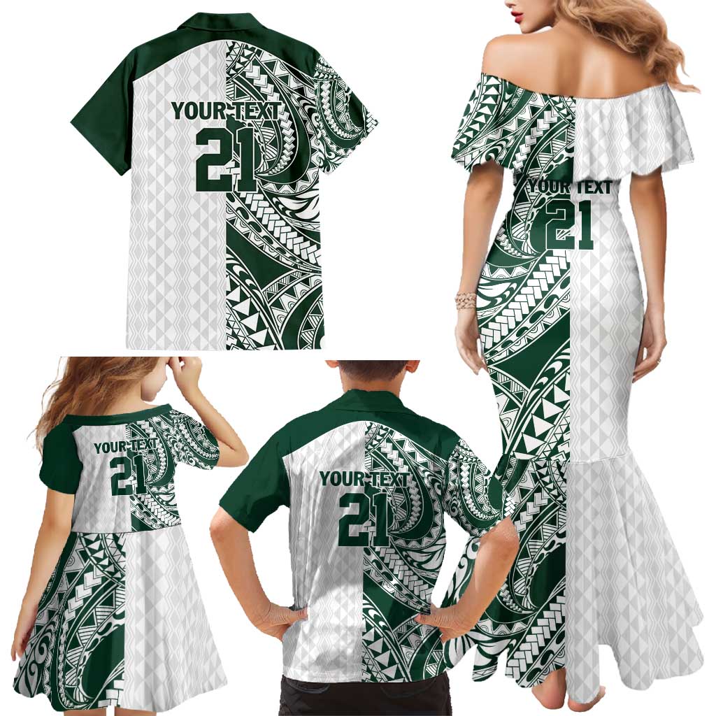Polynesian Hawaii Volleyball Custom Family Matching Mermaid Dress and Hawaiian Shirt Kakau with Sport Style