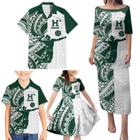 Polynesian Hawaii Volleyball Custom Family Matching Puletasi and Hawaiian Shirt Kakau with Sport Style
