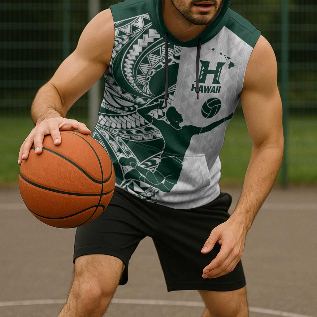 Polynesian Hawaii Volleyball Custom Sleeveless Hoodie Kakau with Sport Style - Polynesian Pride