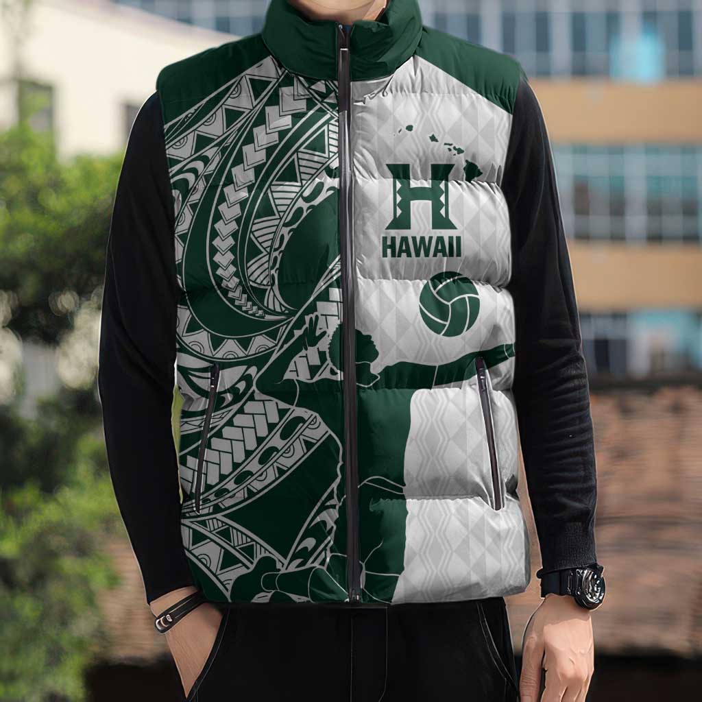 Polynesian Hawaii Volleyball Custom Sleeveless Puffer Jacket Kakau with Sport Style - Polynesian Pride
