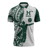 Polynesian Hawaii Volleyball Custom Zipper Polo Shirt Kakau with Sport Style - Polynesian Pride