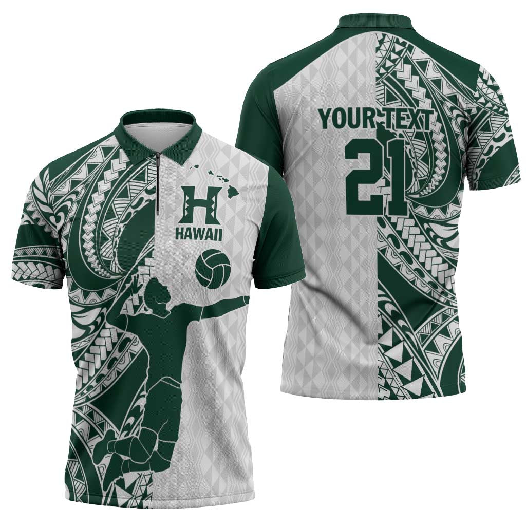 Polynesian Hawaii Volleyball Custom Zipper Polo Shirt Kakau with Sport Style - Polynesian Pride