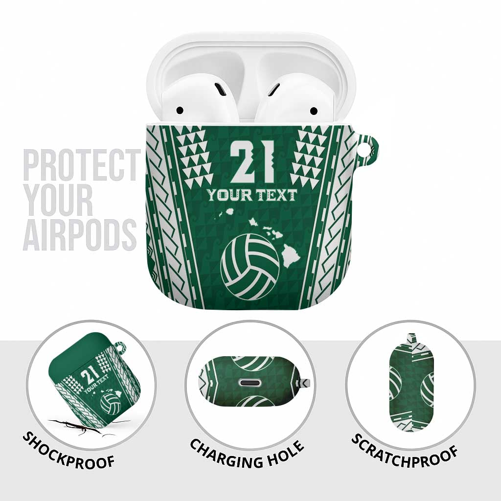 Polynesian Hawaii Volleyball Custom AirPods Case Green Kakau with Map Motif - Polynesian Pride