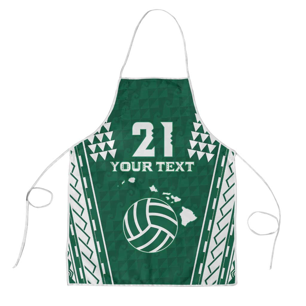 Polynesian Hawaii Volleyball Custom Apron Green Kakau with Map Motif - Polynesian Pride