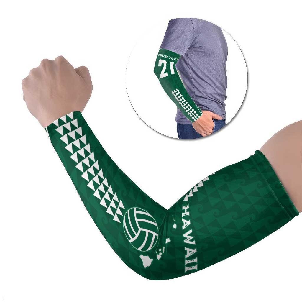 Polynesian Hawaii Volleyball Custom Arm Sleeves Green Kakau with Map Motif - Polynesian Pride